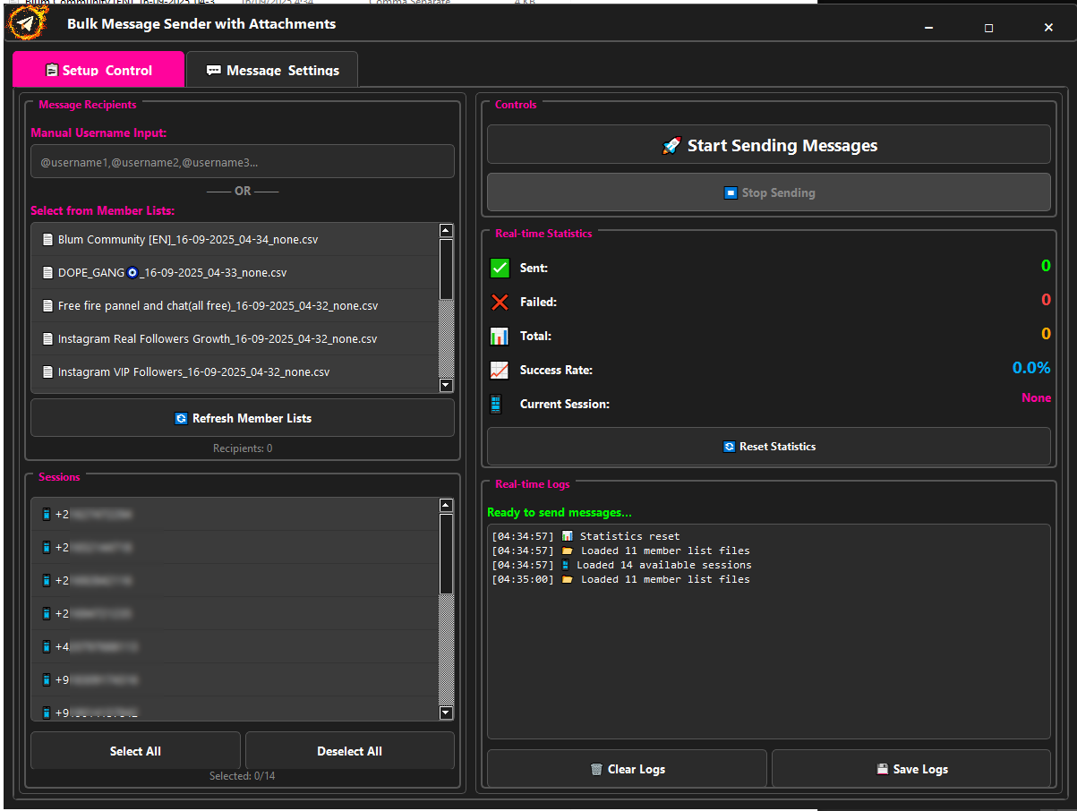 Message Sender Screenshot