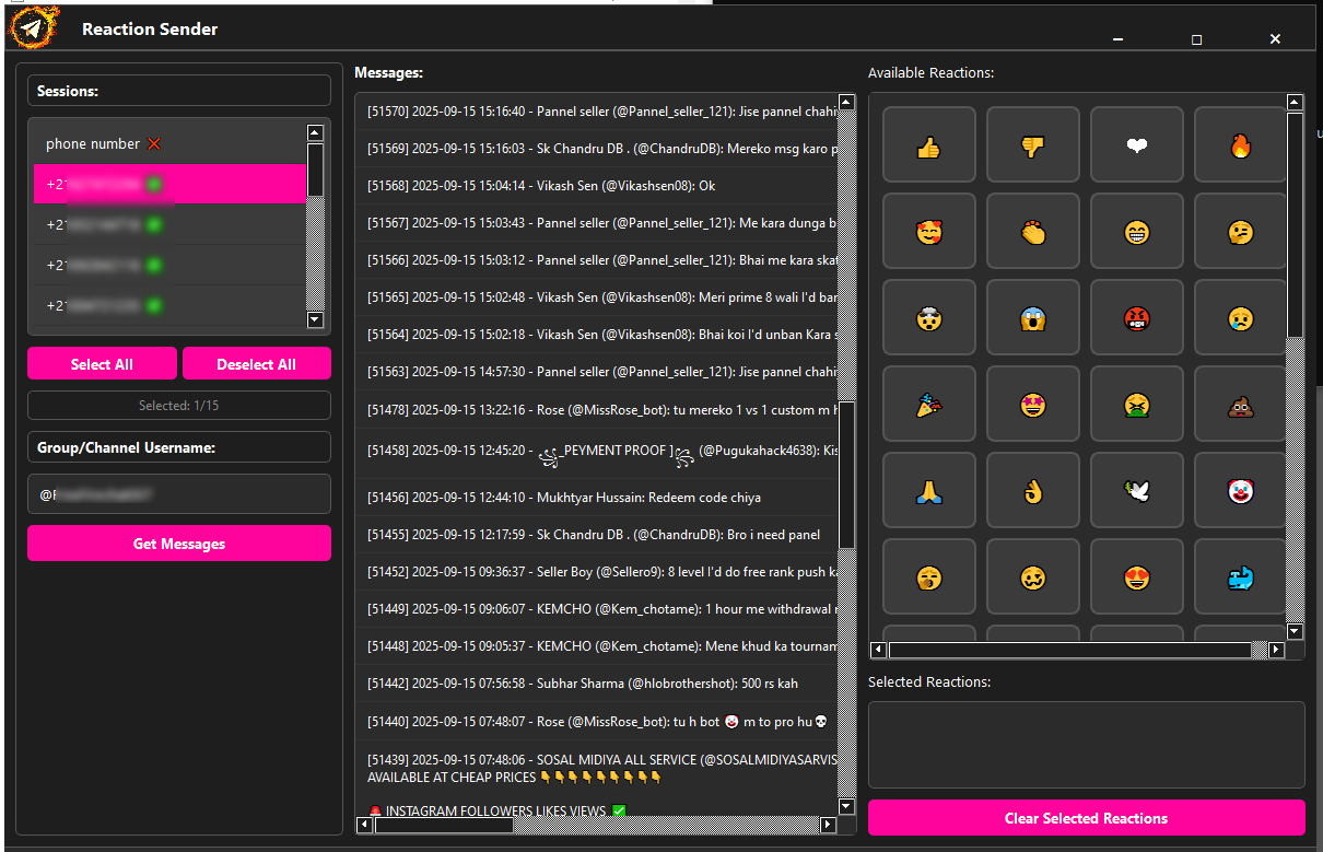Reaction Sender Screenshot