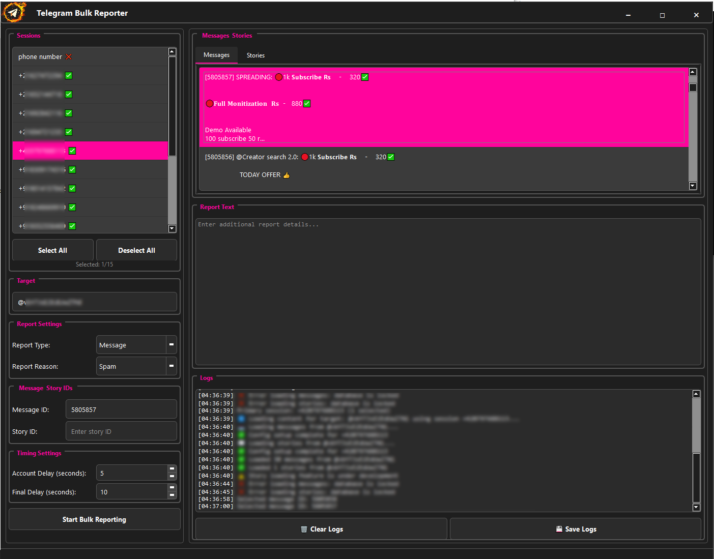 Reporter Tool Screenshot